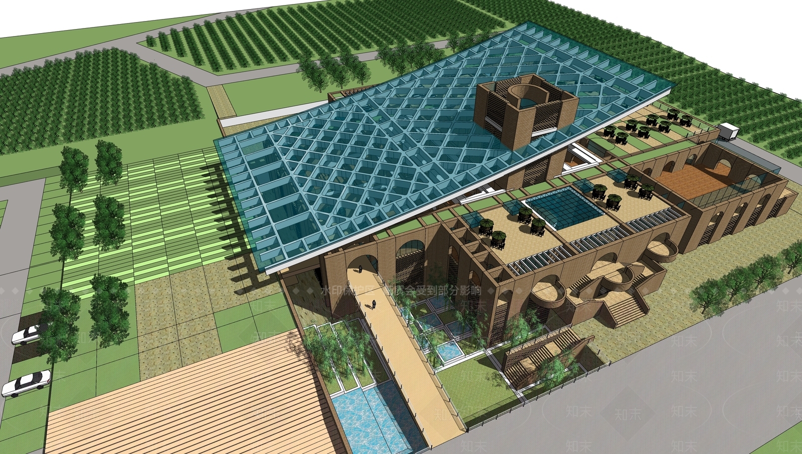 欧式辉煌葡萄酒庄SU模型下载【ID:1150081508】