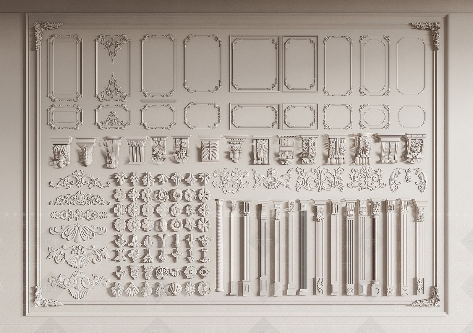 法式石膏线3D模型下载【ID:1150081512】