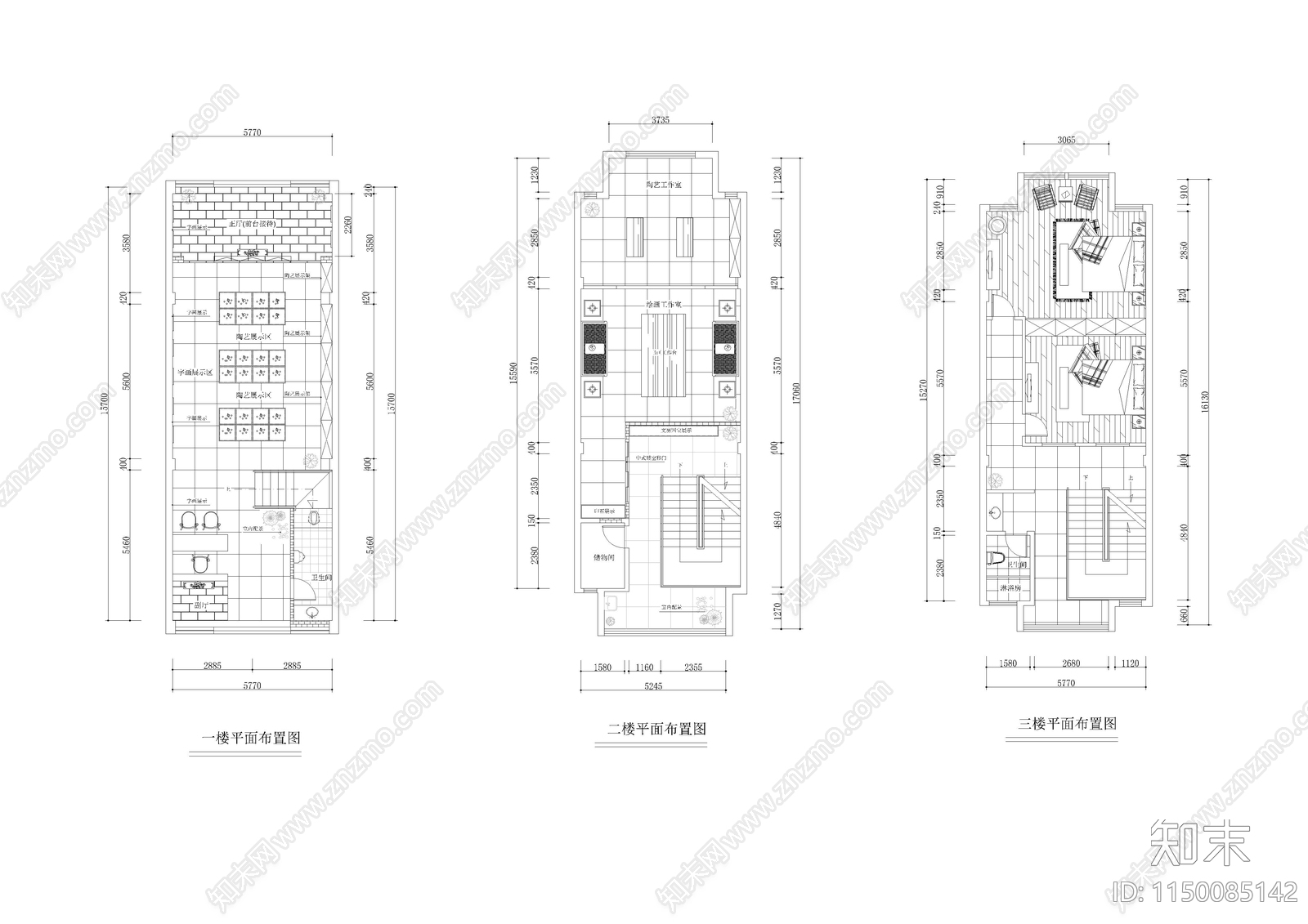 320㎡茶馆室内施工图下载【ID:1150085142】