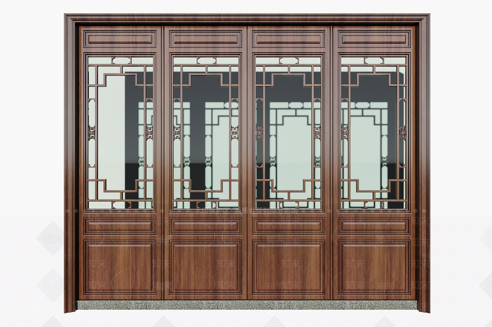 中式推拉门3D模型下载【ID:1150090250】