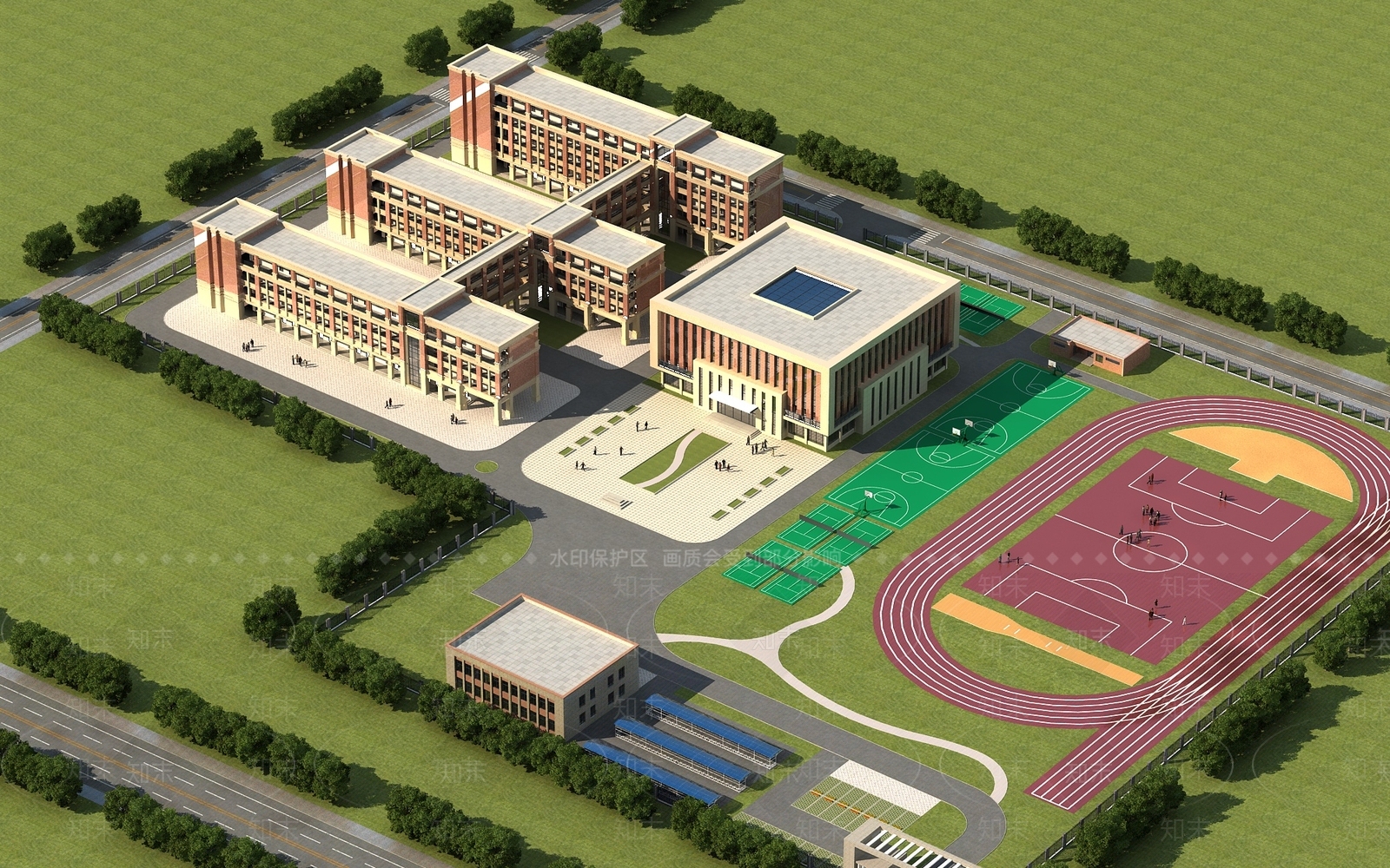 现代学校外观3D模型下载【ID:1150092908】