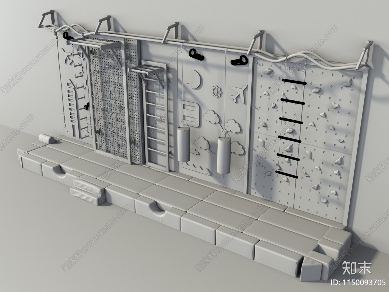 现代儿童攀岩墙3D模型下载【ID:1150093705】