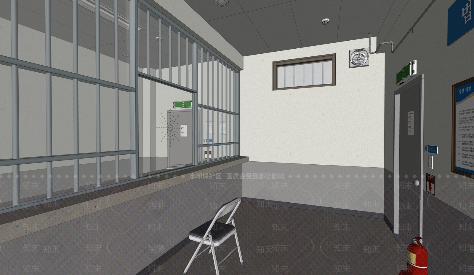 现代警察局探望室游戏场景SU模型下载【ID:1150094564】