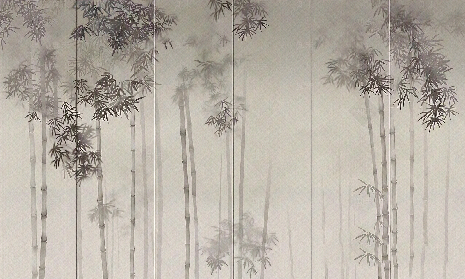 新中式暖色竹子壁画贴图下载【ID:1150094575】