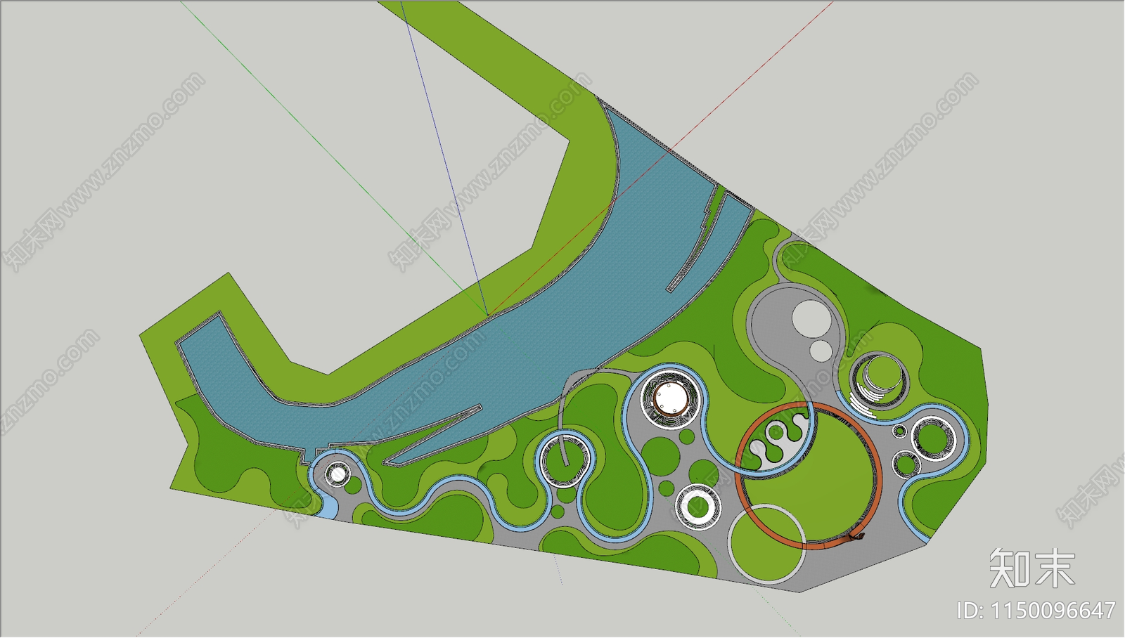 现代城市景观公园SU模型下载【ID:1150096647】