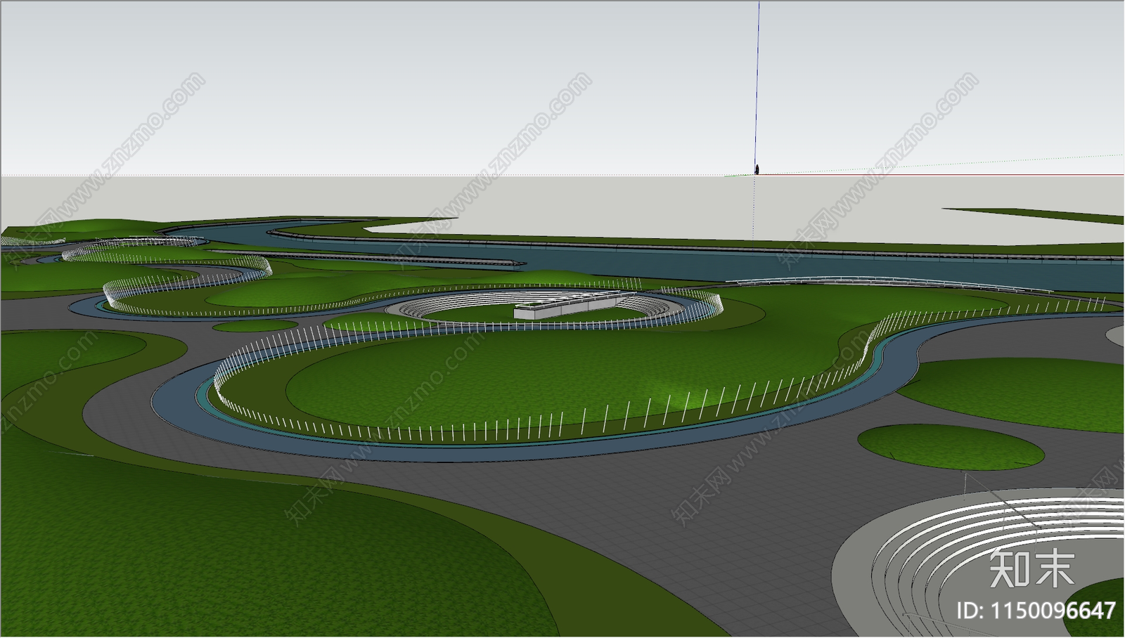 现代城市景观公园SU模型下载【ID:1150096647】