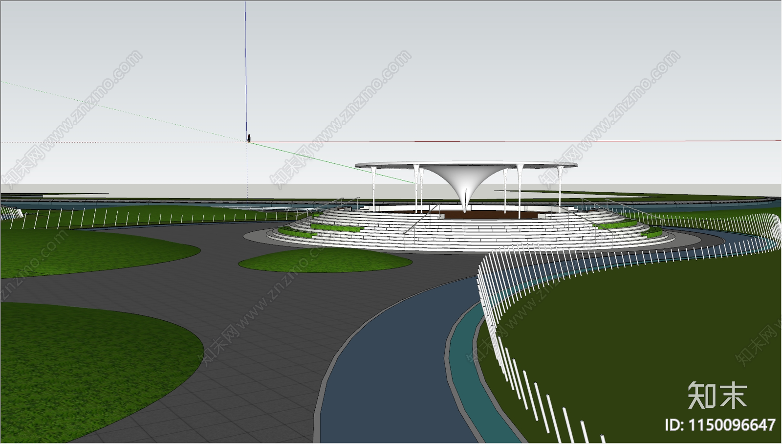 现代城市景观公园SU模型下载【ID:1150096647】