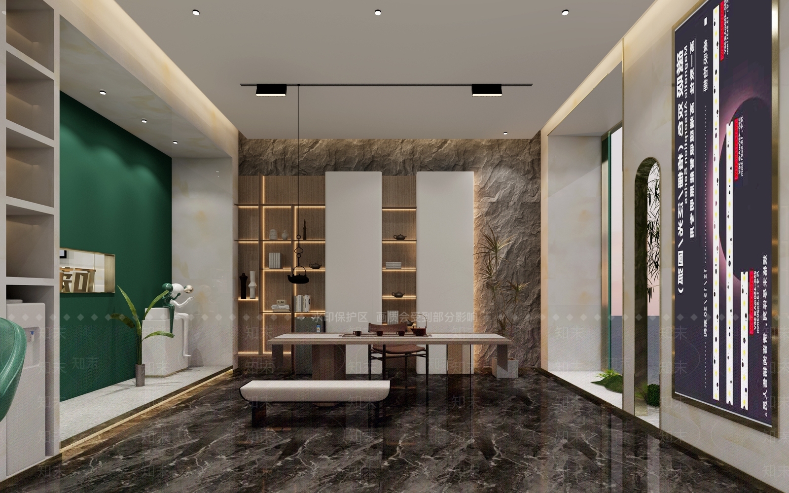 现代轻奢无主灯展厅3D模型下载【ID:1150098578】