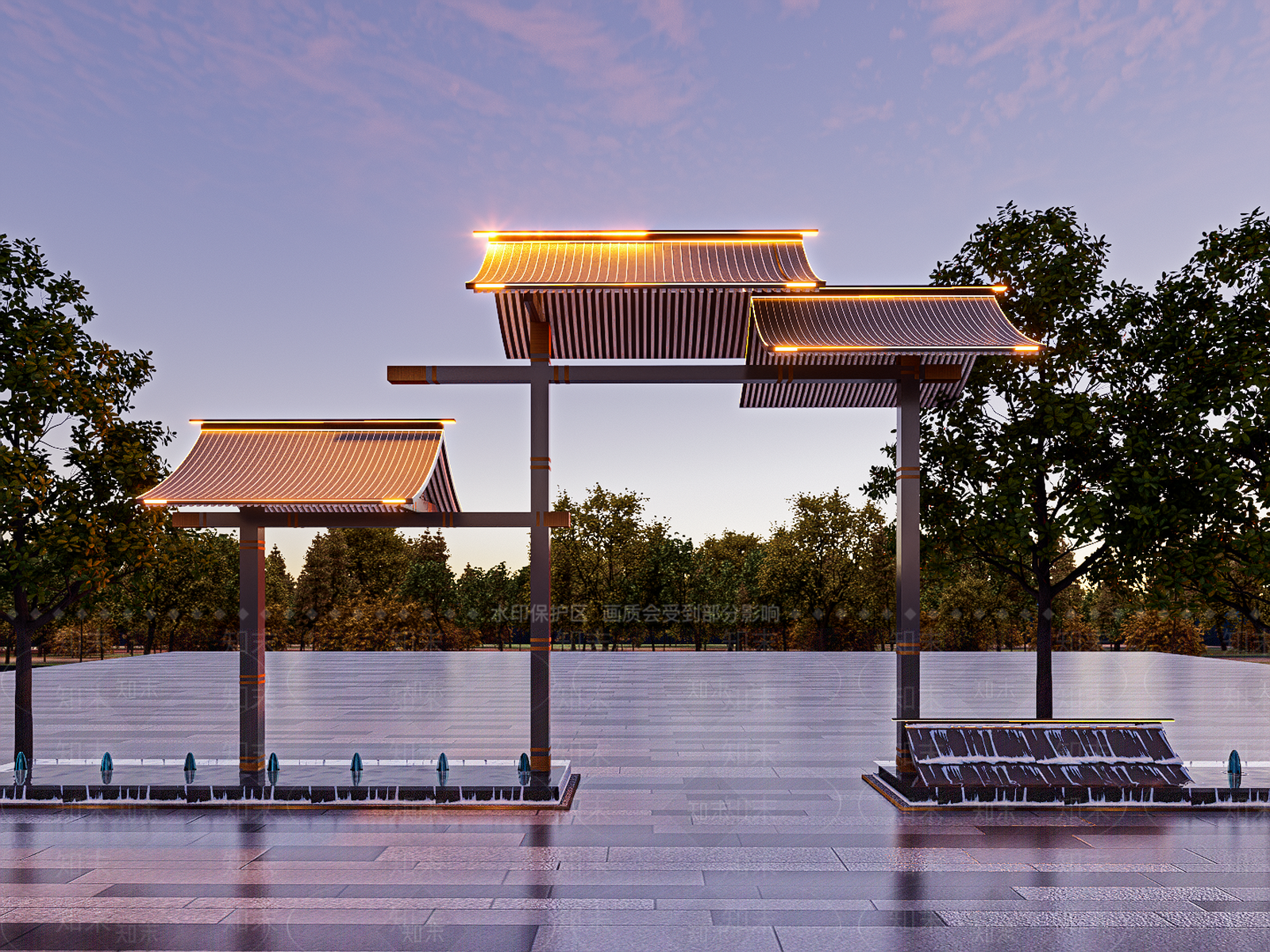 新中式入口牌坊SU模型下载【ID:1150098371】