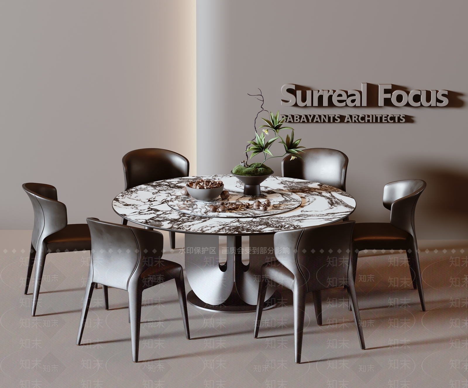 现代餐桌椅组合3D模型下载【ID:1150100945】