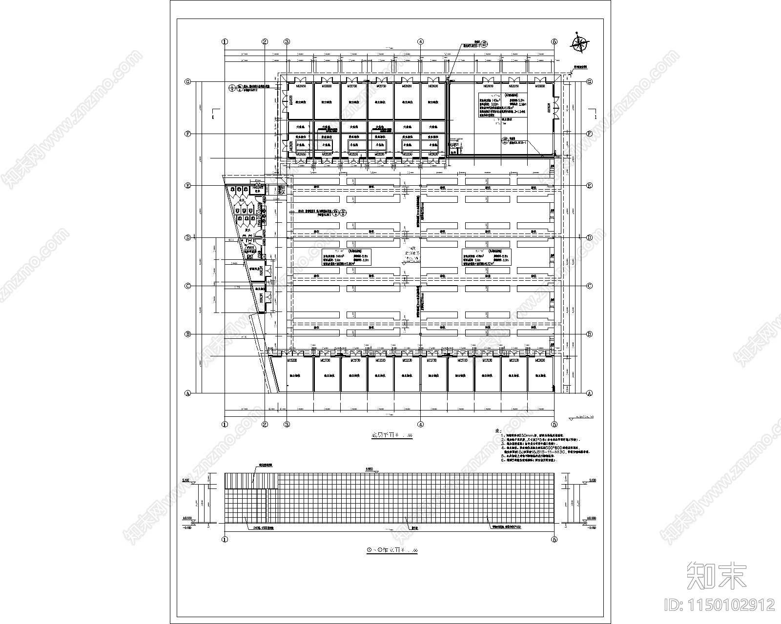 农贸市场建筑cad施工图下载【ID:1150102912】