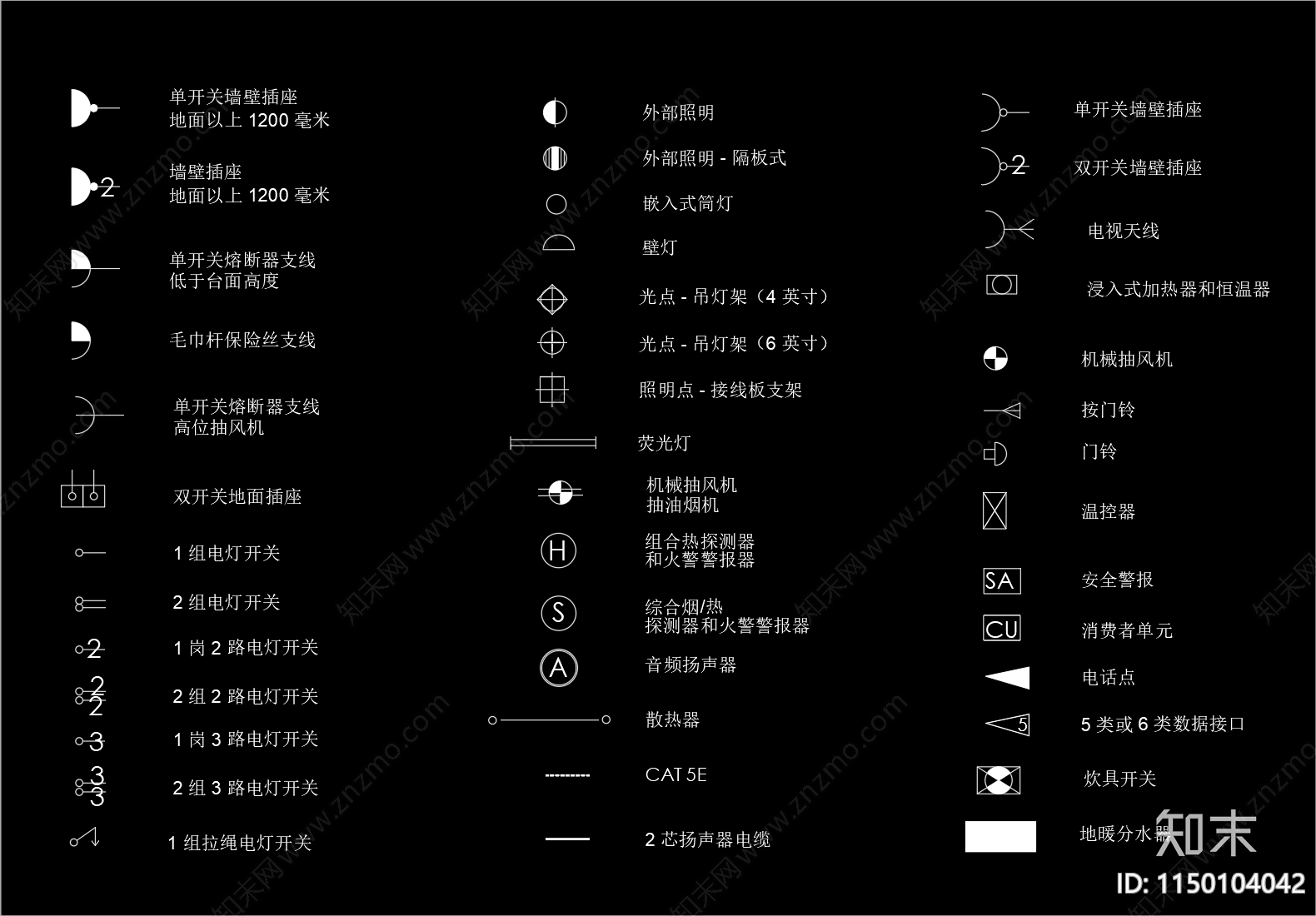 电器图例cad施工图下载【ID:1150104042】