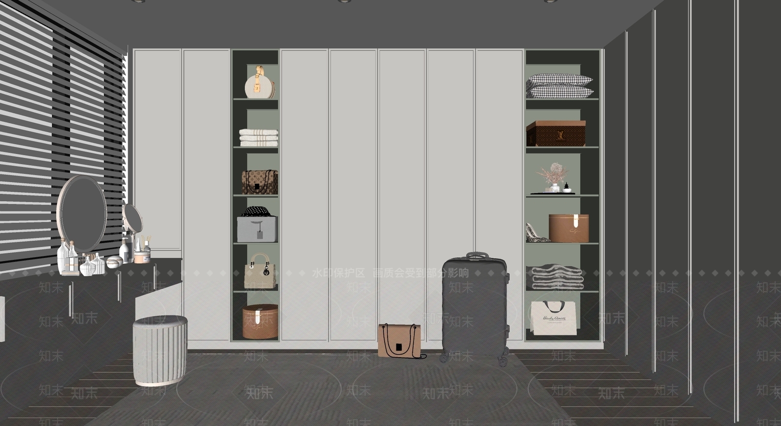 现代衣帽间SU模型下载【ID:1150106631】