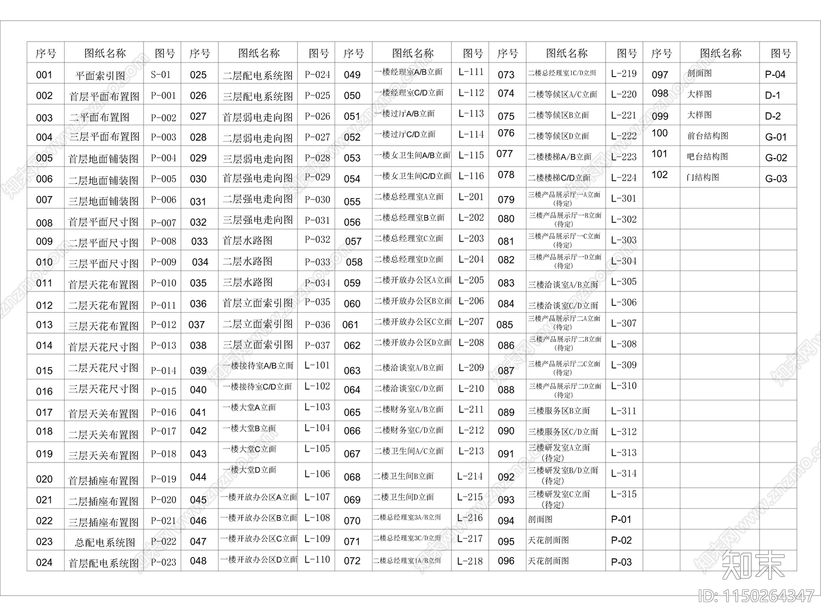 现代办公室cad施工图下载【ID:1150264347】