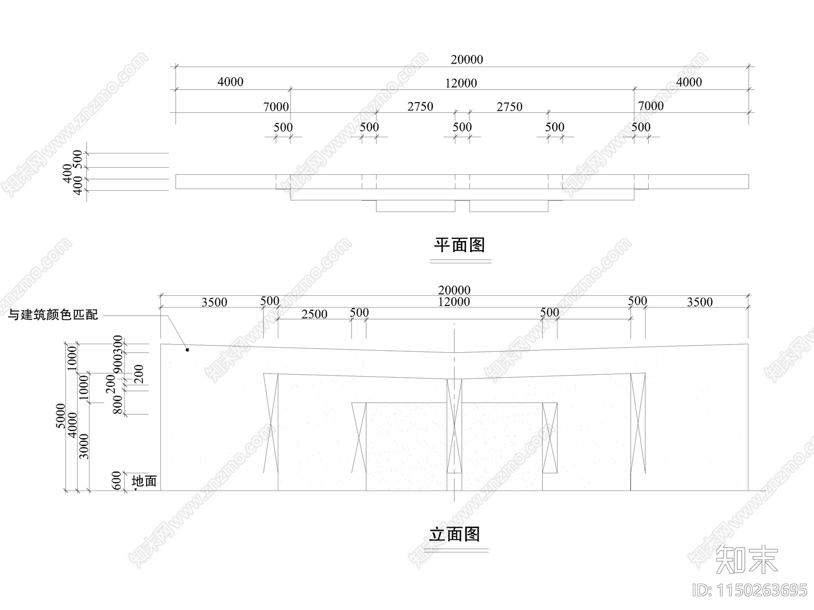 石屏造型景墙平面图施工图下载【ID:1150263695】