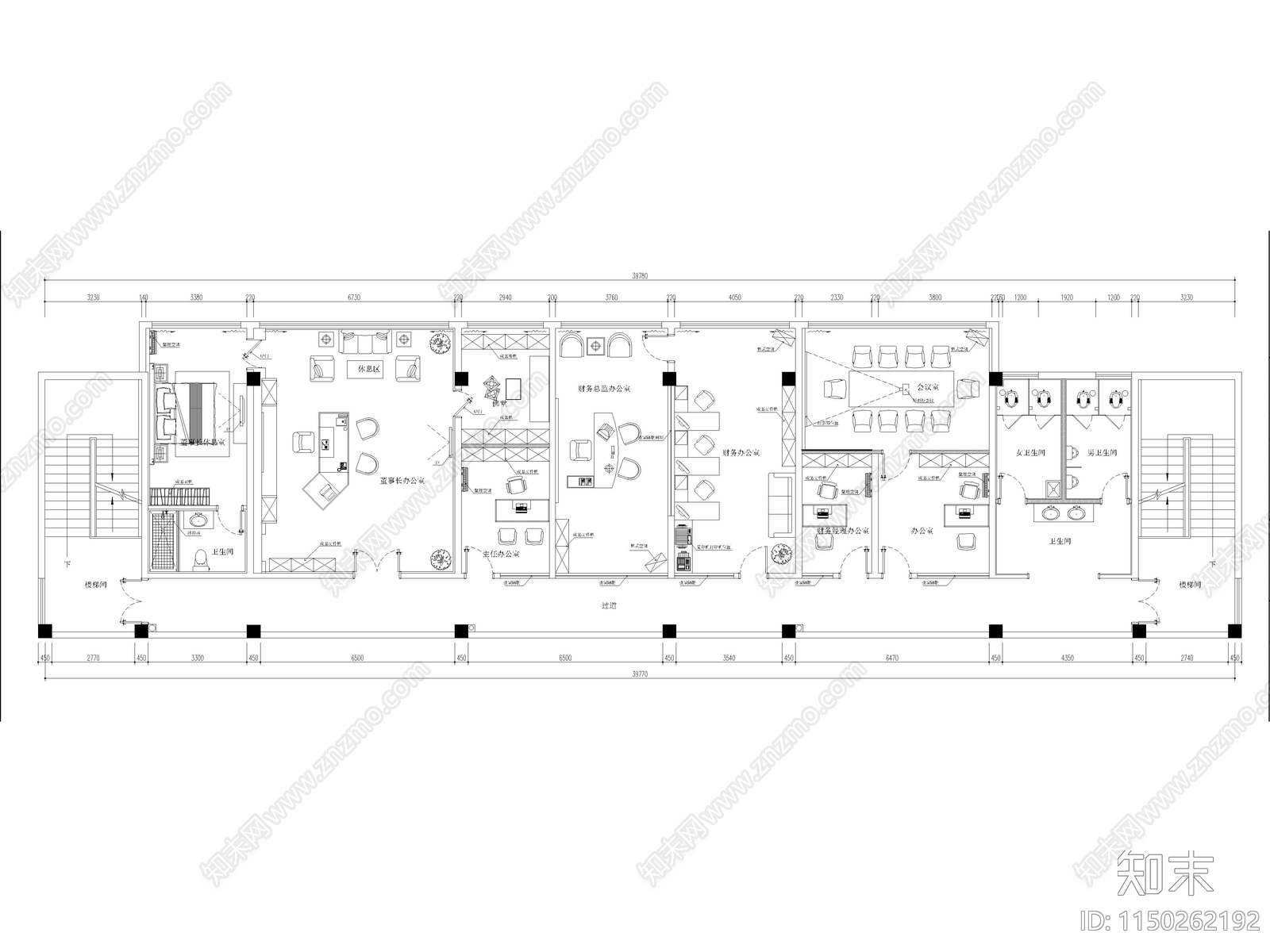 现代办公室装修设计cad施工图下载【ID:1150262192】