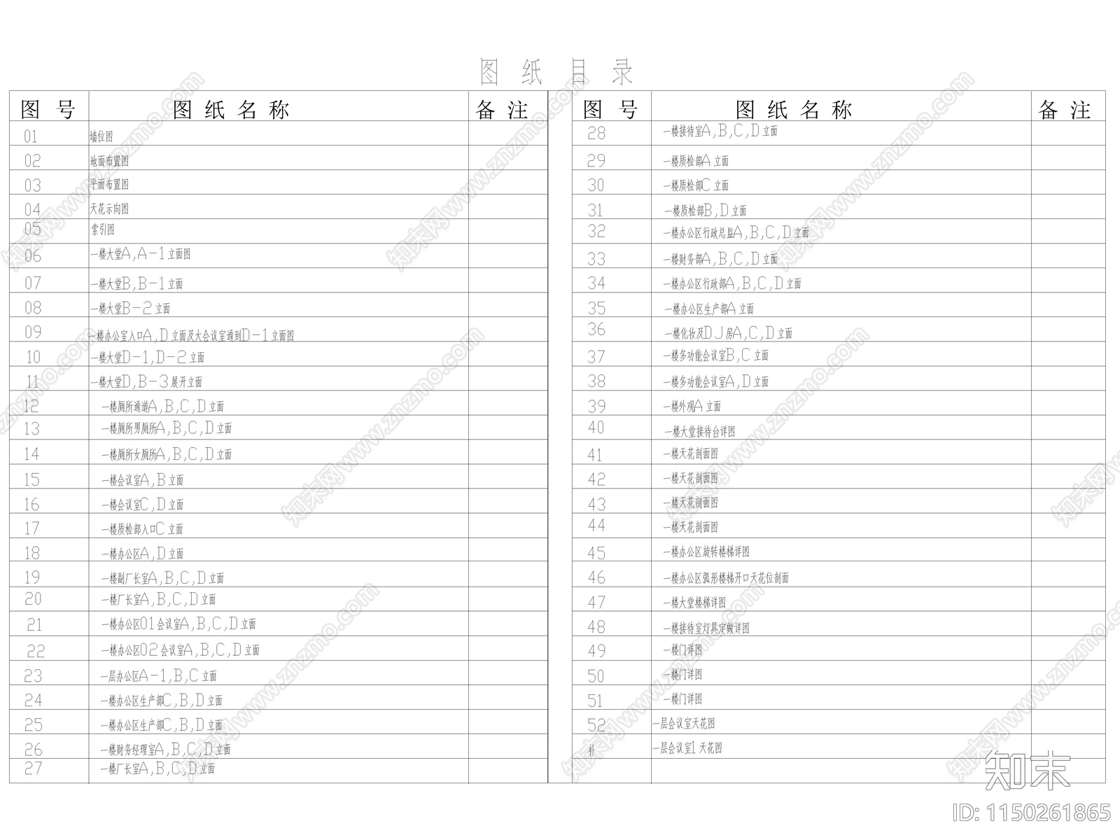 现代办公室装修设计cad施工图下载【ID:1150261865】