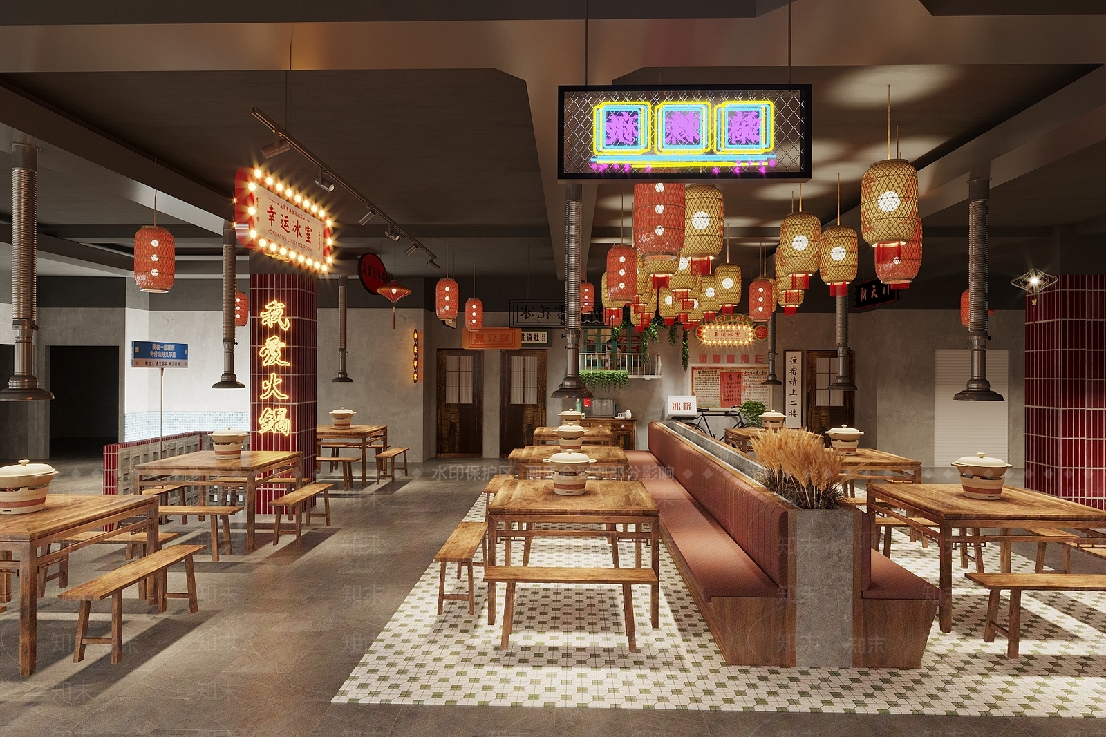 新中式火锅店3D模型下载【ID:1150110235】