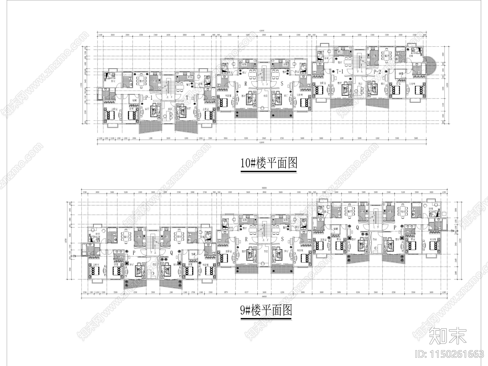建筑住宅小区户型图大全cad施工图下载【ID:1150261663】
