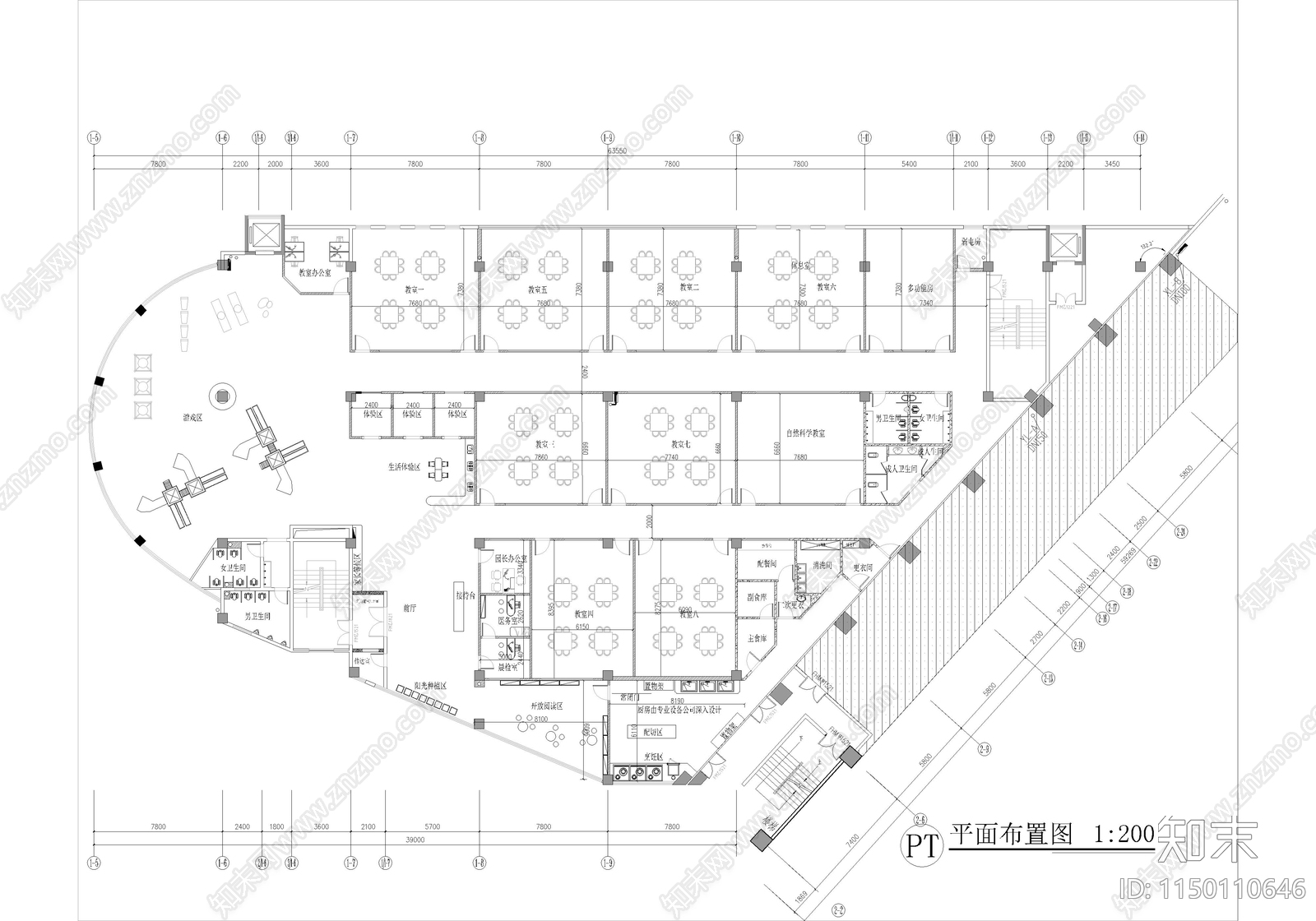 13套早教中心室内施工图下载【ID:1150110646】