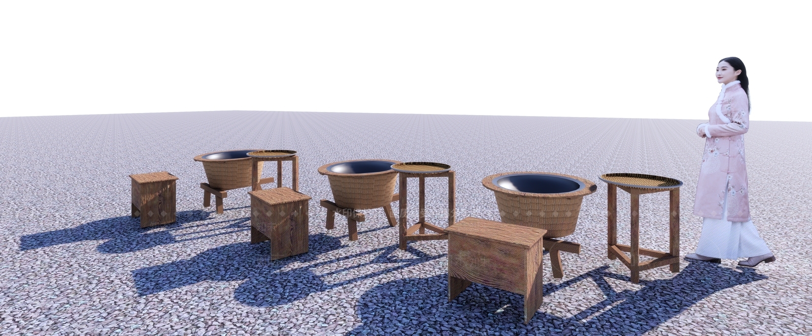 中式传统炒茶装置SU模型下载【ID:1150110375】