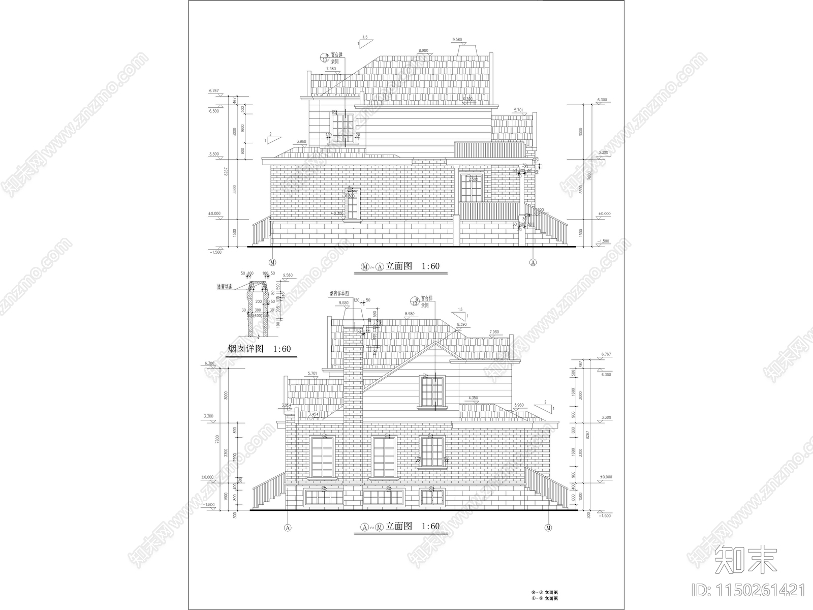 现代两层农村自建房施工图下载【ID:1150261421】