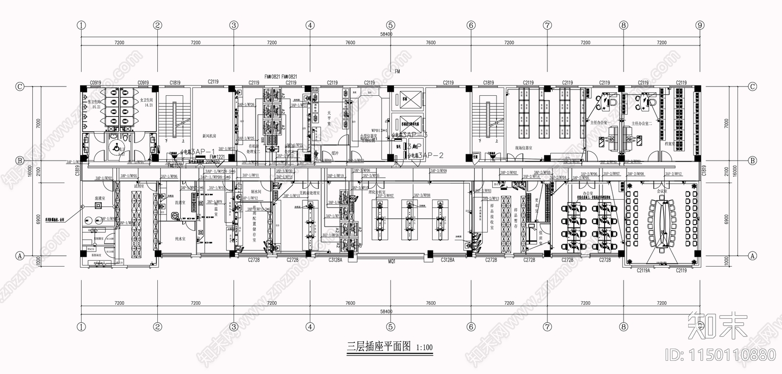 实验室电气图cad施工图下载【ID:1150110880】