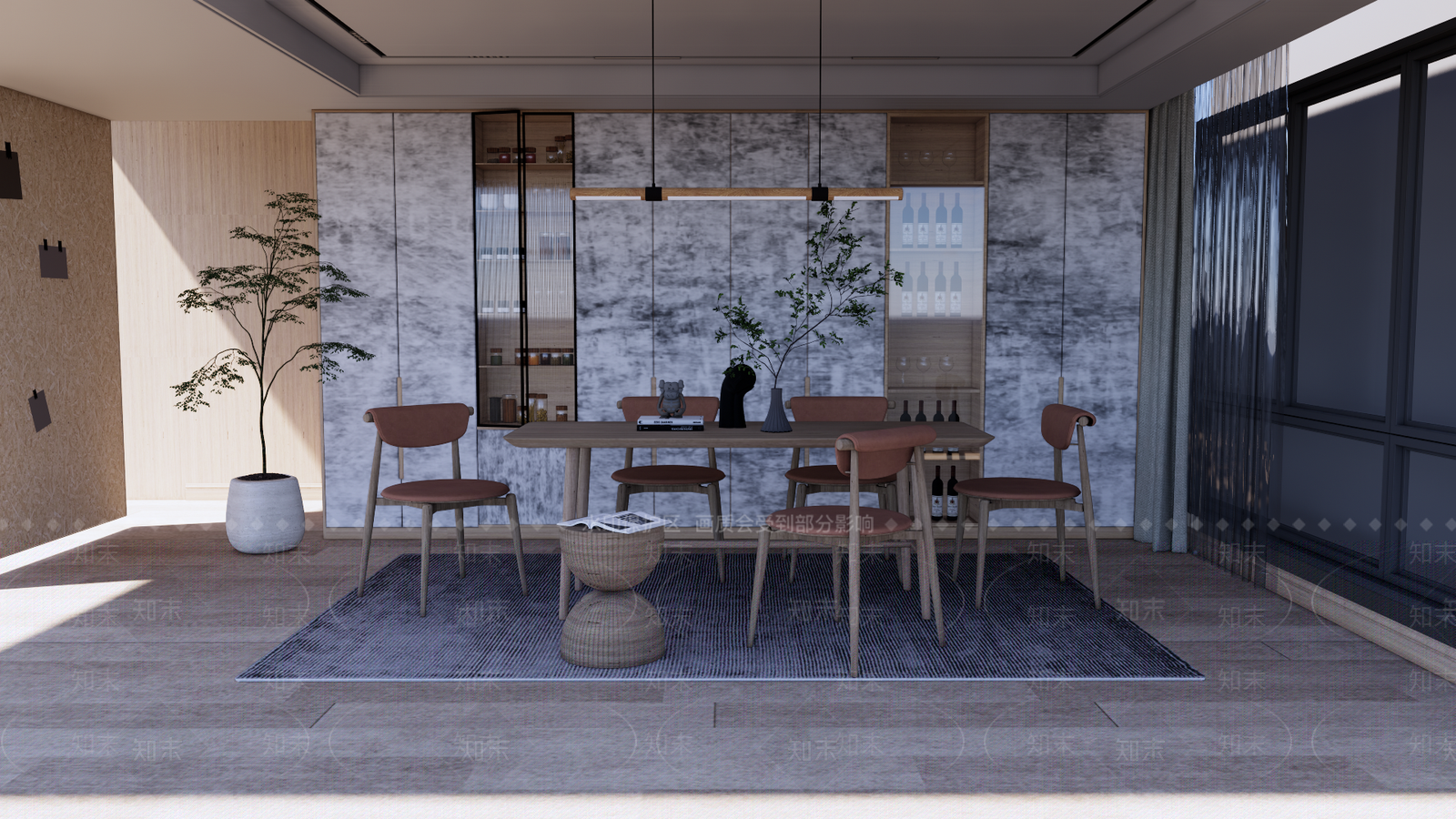 现代风格家居餐厅SU模型下载【ID:1150111165】