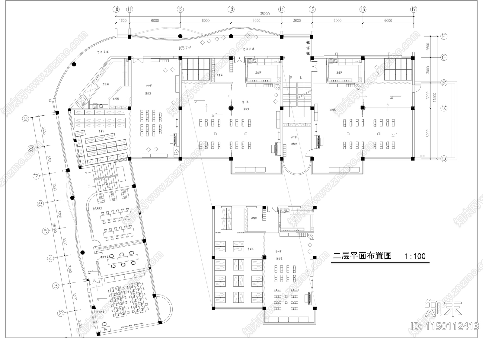 21套幼儿园室内cad施工图下载【ID:1150112413】