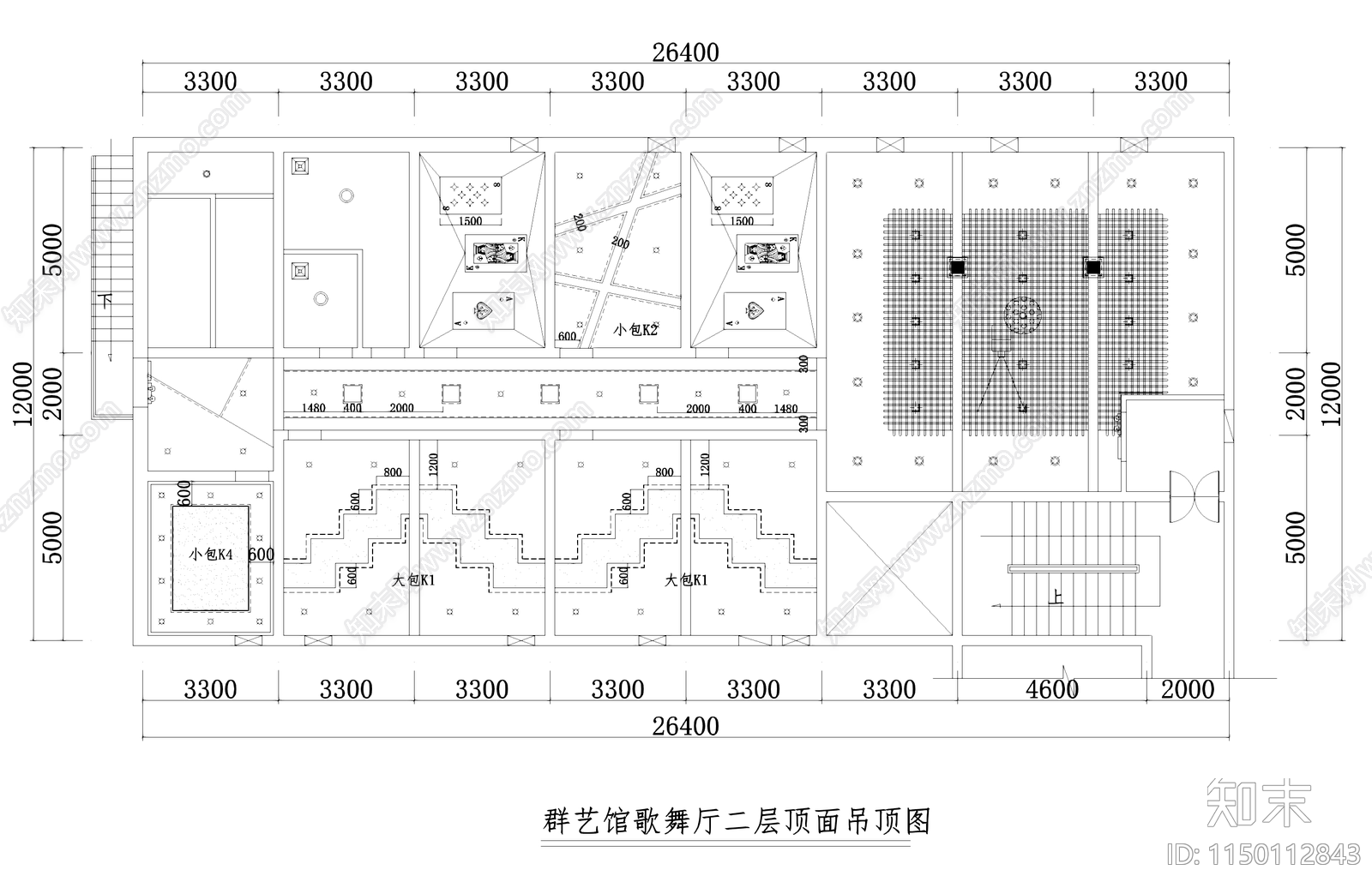 群艺馆歌舞厅KTV室内cad施工图下载【ID:1150112843】