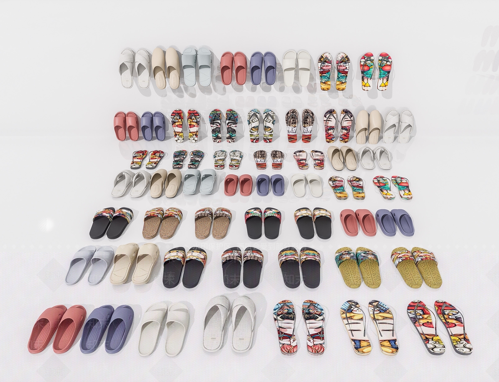 现代拖鞋组合3D模型下载【ID:1150112877】