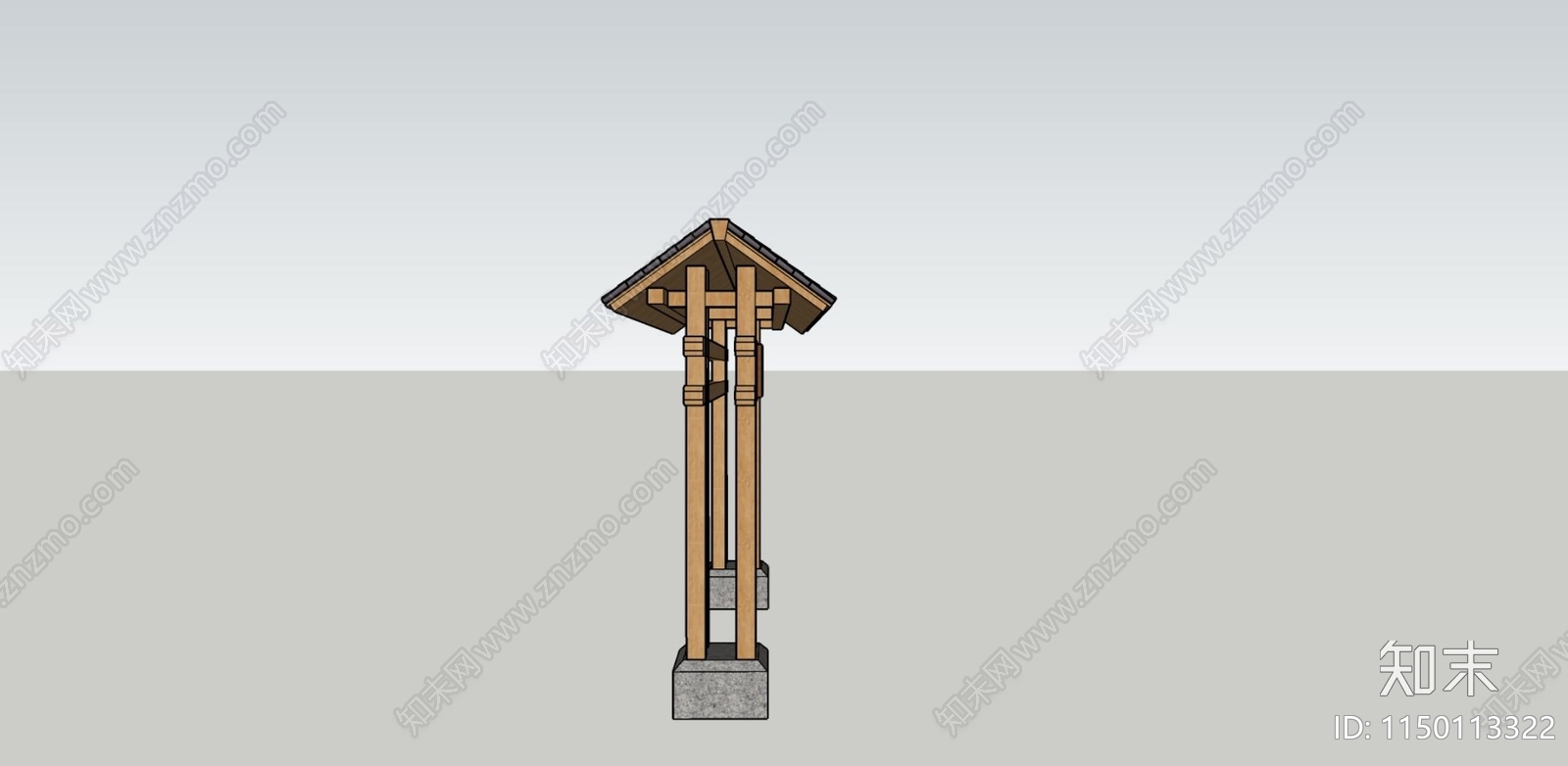 新中式乡村景观入口牌坊SU模型下载【ID:1150113322】