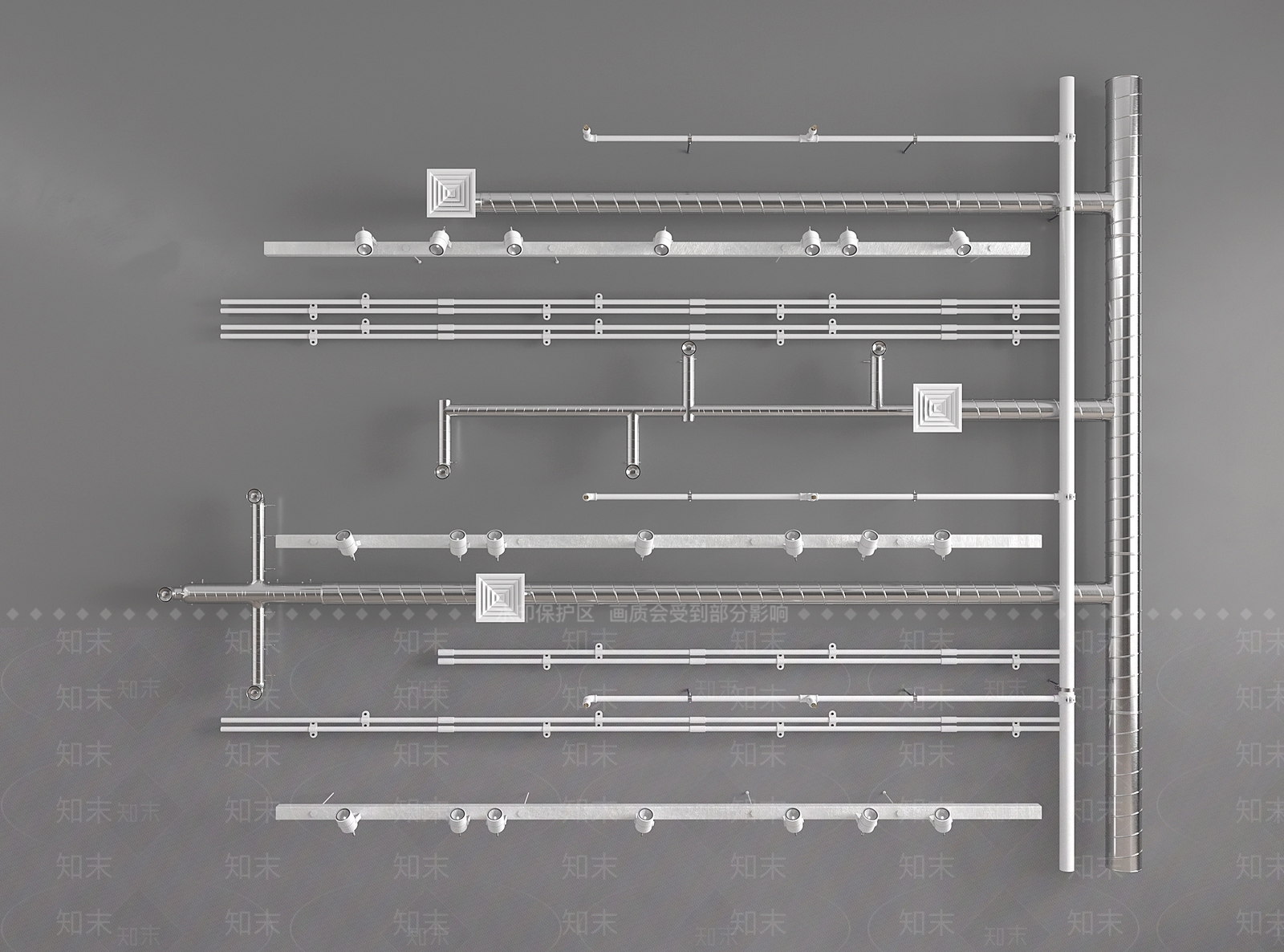 现代天花管道3D模型下载【ID:1150115519】