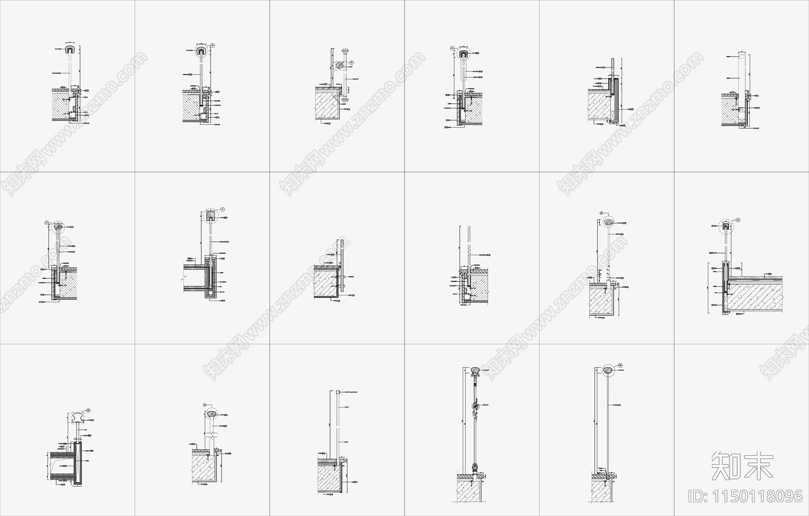 多款楼梯及栏杆样式节点施工图下载【ID:1150118096】