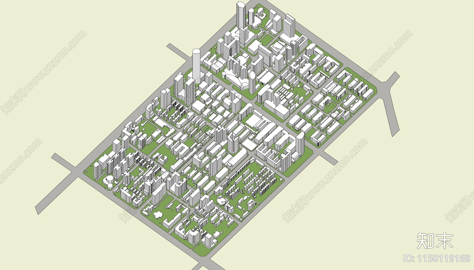 现代城市简模规划SU模型下载【ID:1150119169】