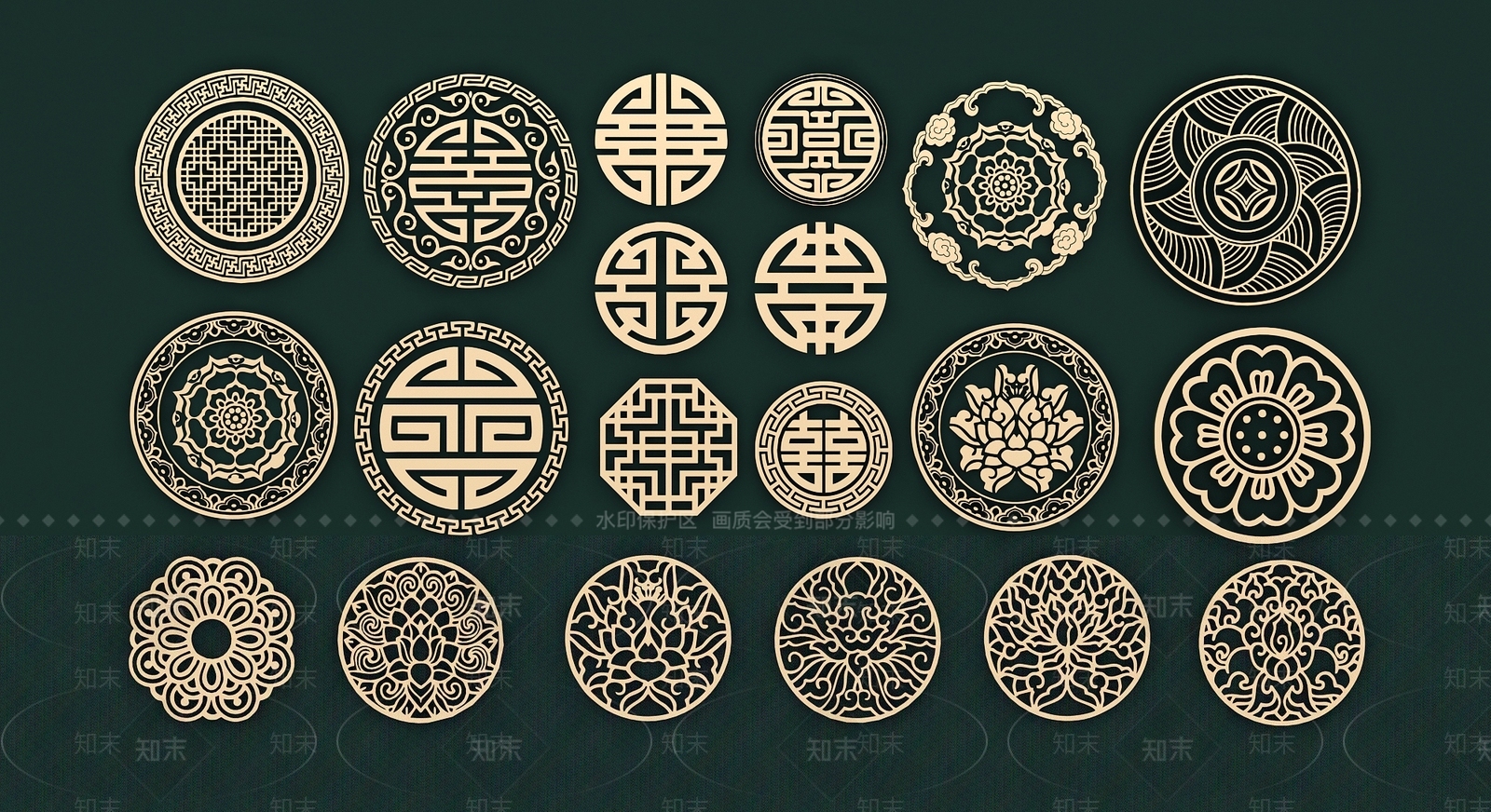 中式镂空花纹SU模型下载【ID:1150120848】