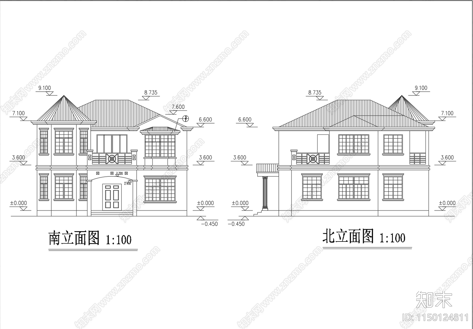 别墅建筑cad施工图下载【ID:1150124811】