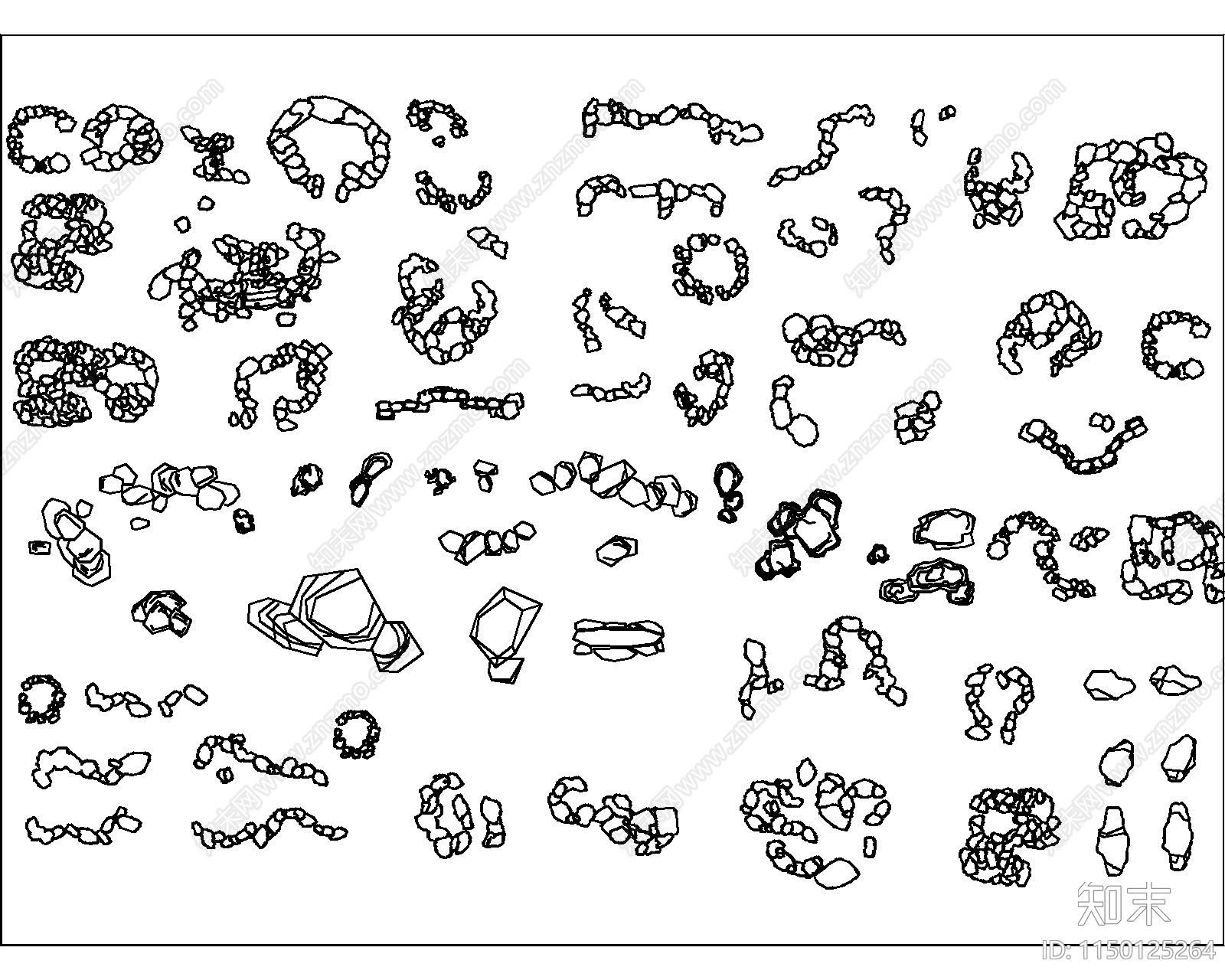 景观石头图库cad施工图下载【ID:1150125264】