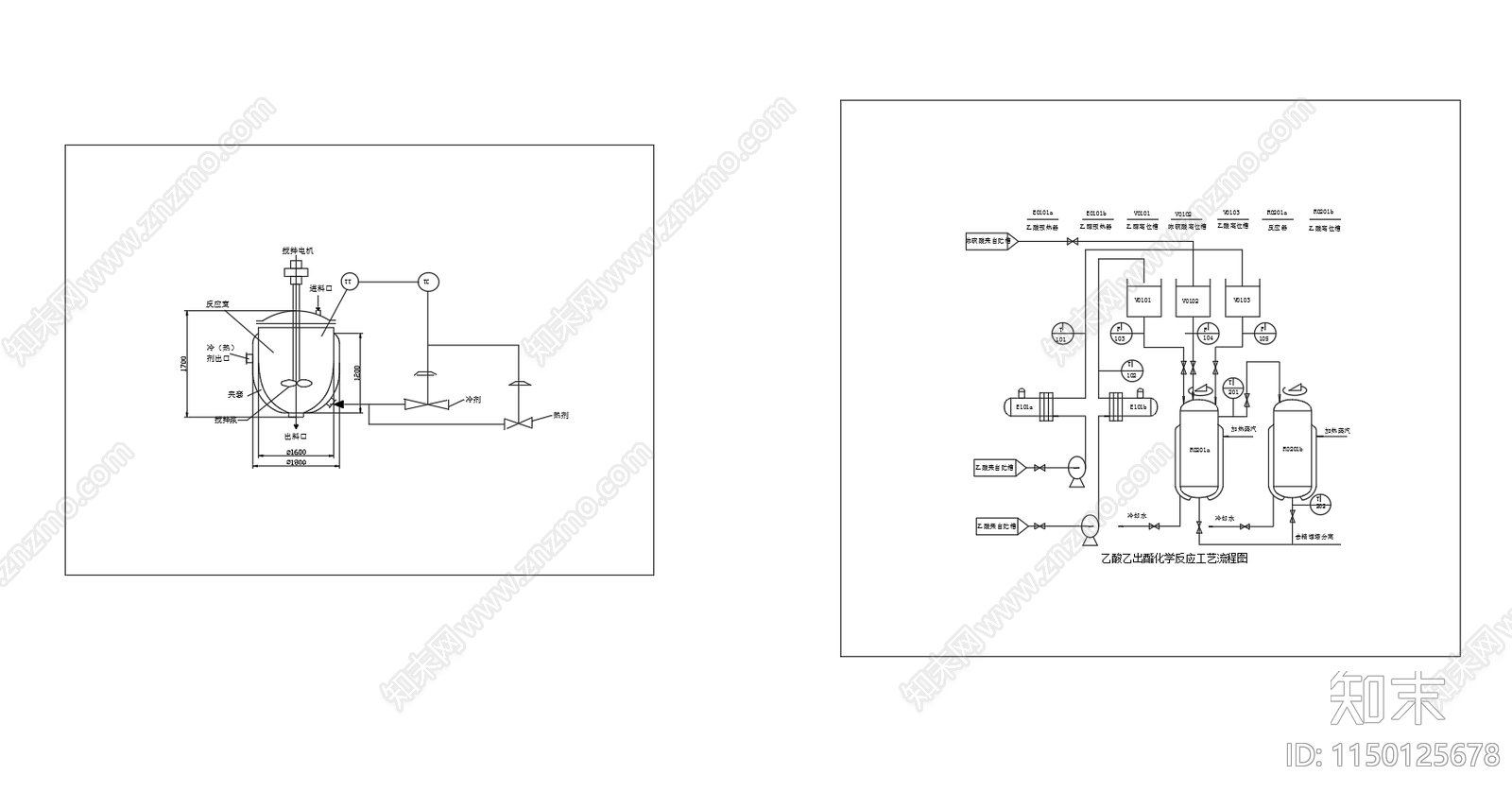 乙酸乙酯化学反应工艺流程图cad施工图下载【ID:1150125678】