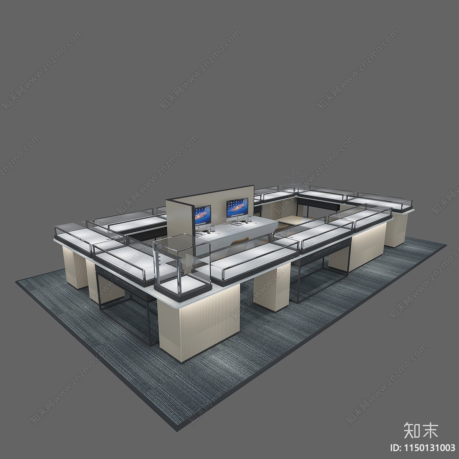 现代珠宝店展柜3D模型下载【ID:1150131003】