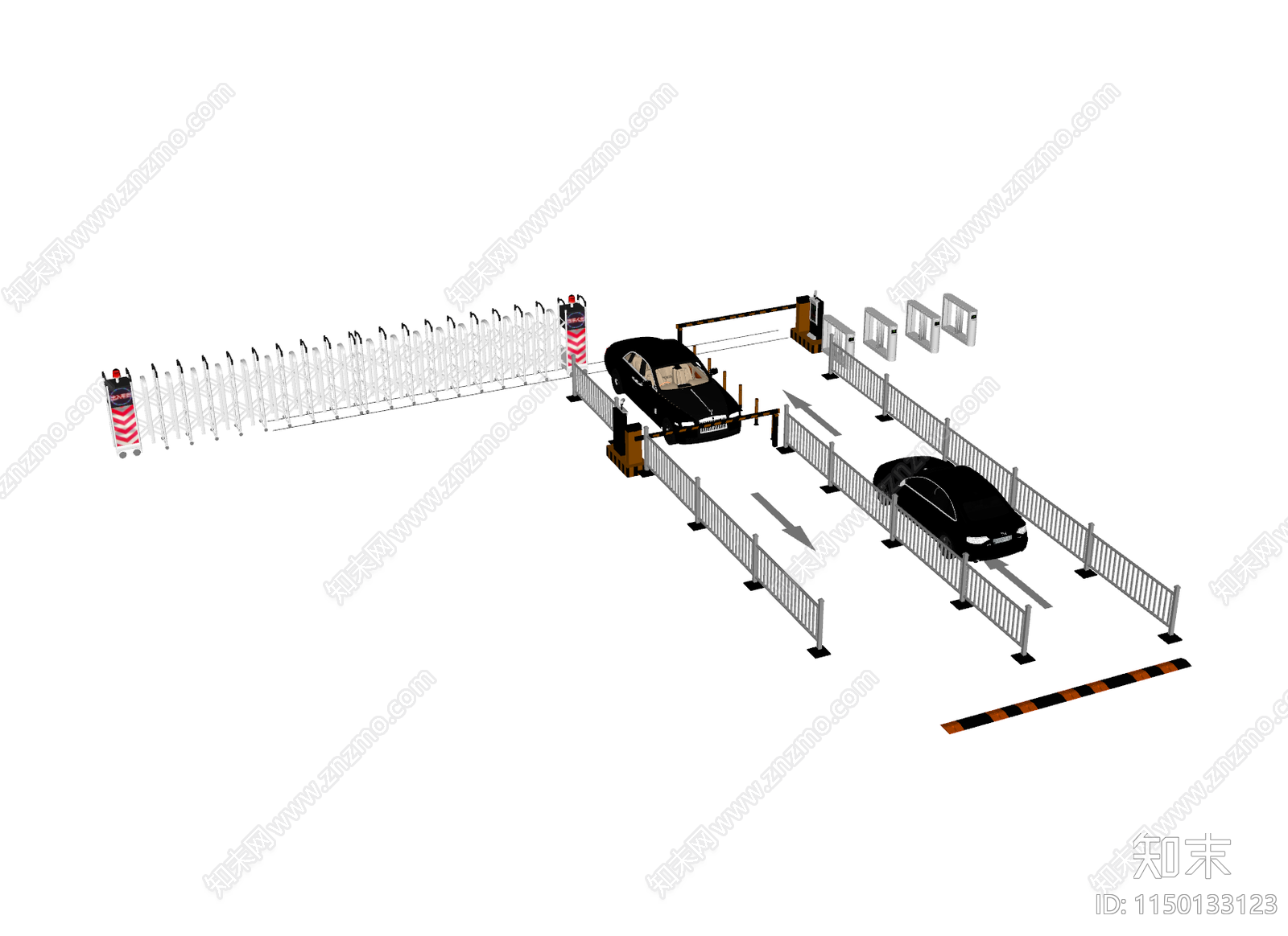 道路护栏SU模型下载【ID:1150133123】