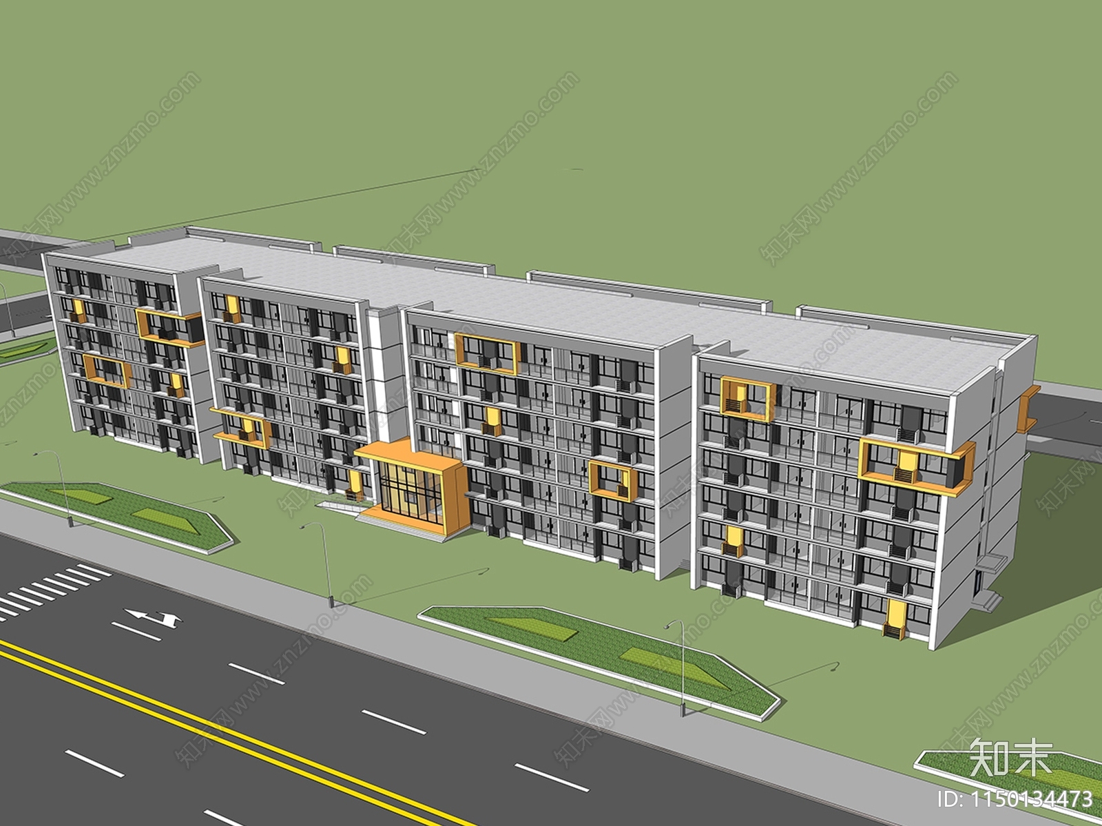 现代宿舍楼SU模型下载【ID:1150134473】