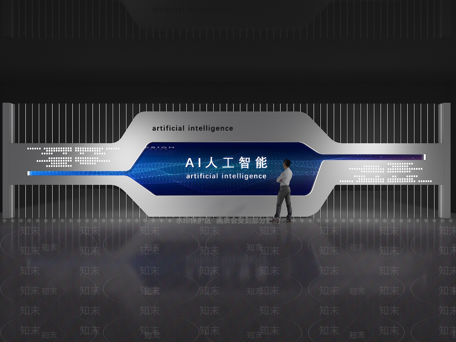 现代科技展厅文化墙3D模型下载【ID:1150135917】