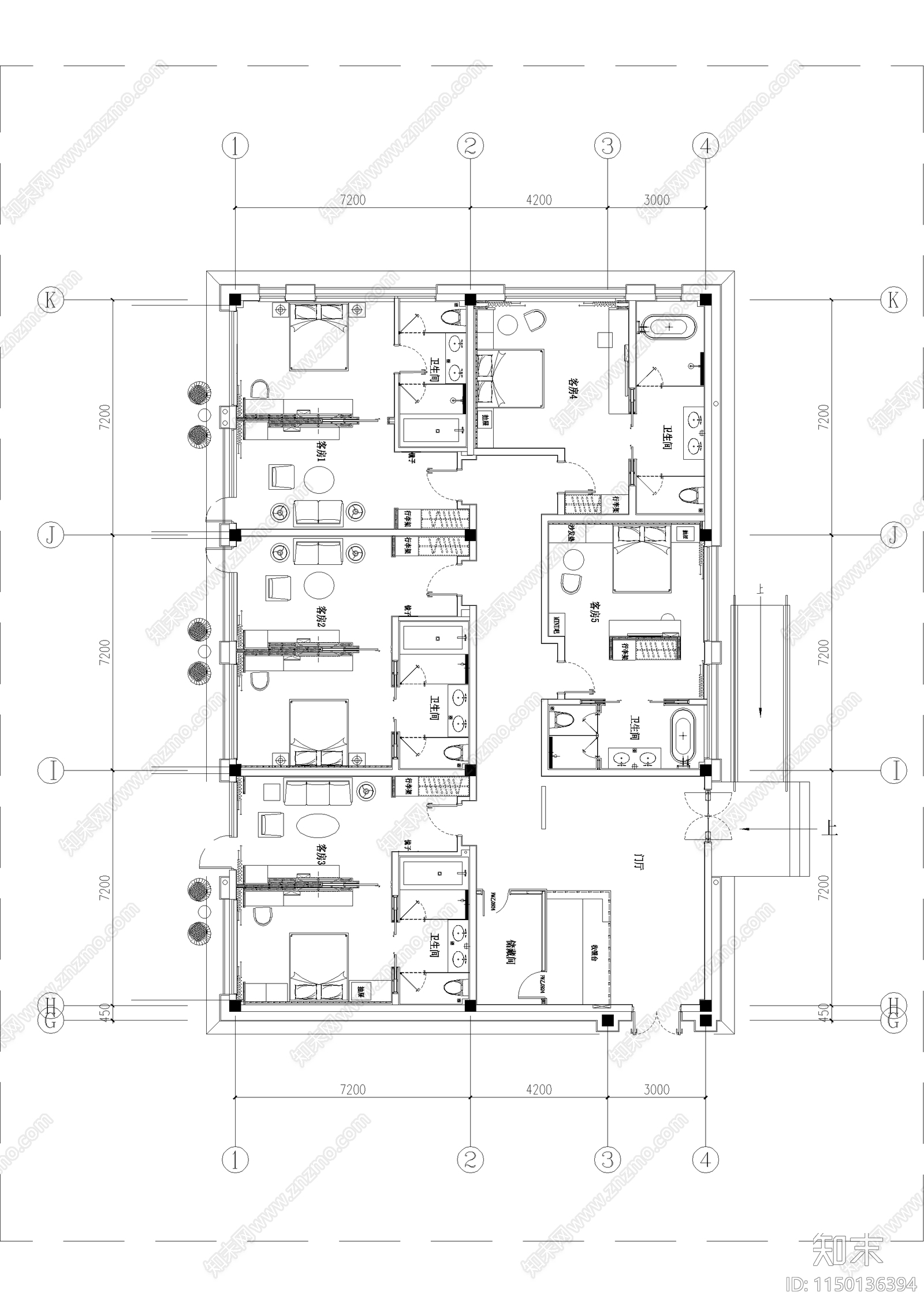 民宿平面布置图施工图下载【ID:1150136394】