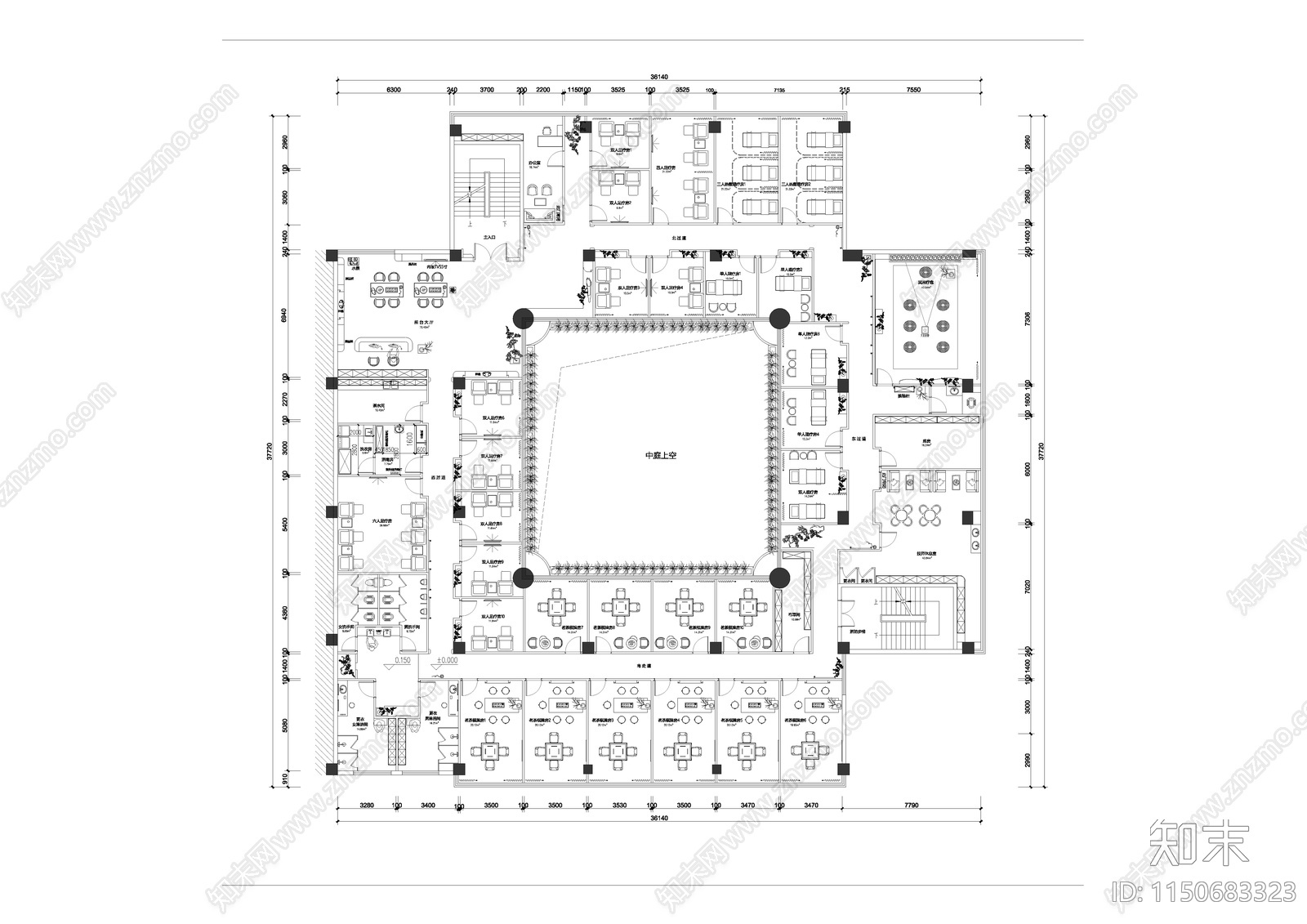 休闲按摩足浴理疗会所方案平面图cad施工图下载【ID:1150683323】