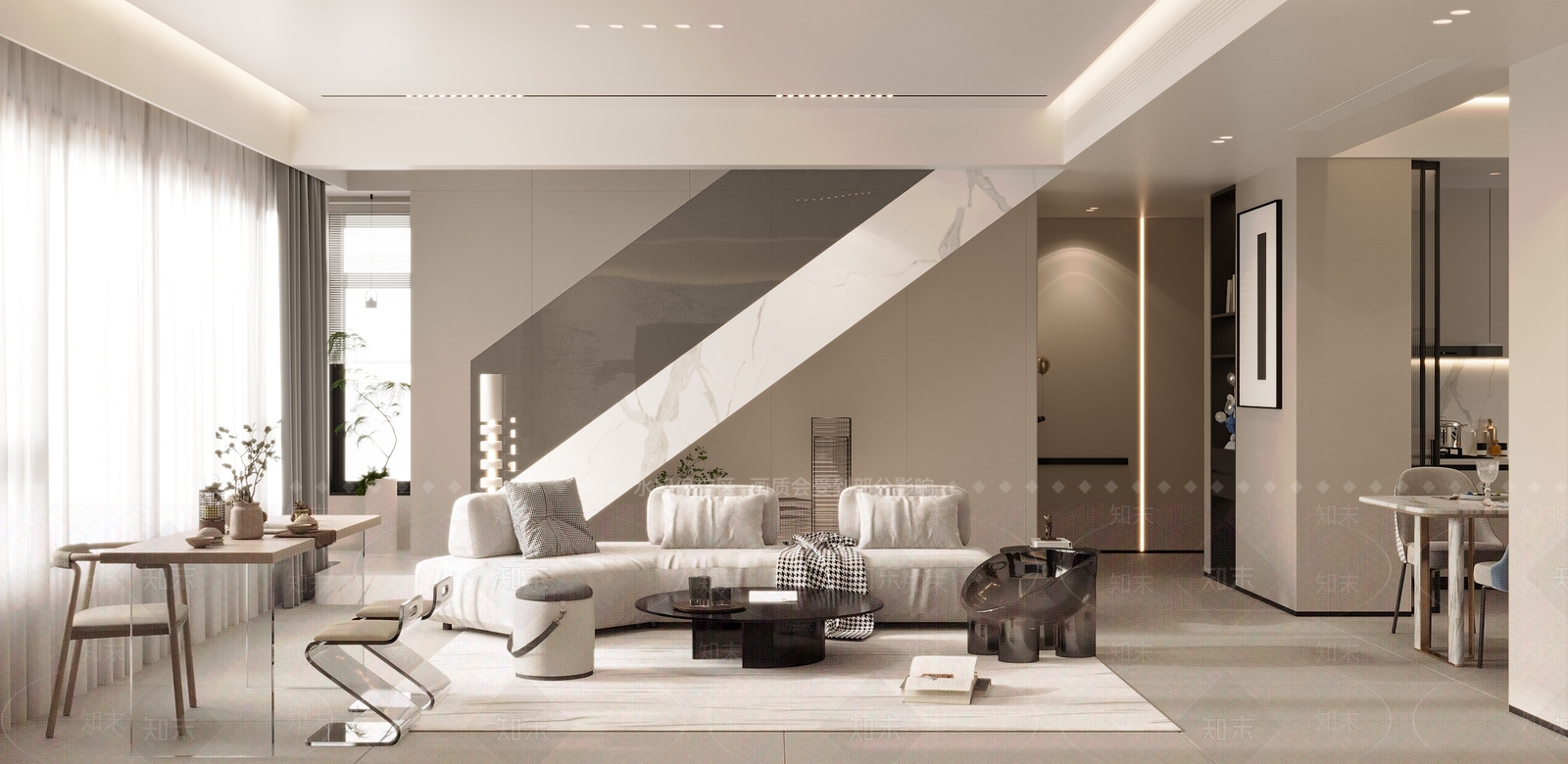 现代loft客餐厅3D模型下载【ID:1150138173】