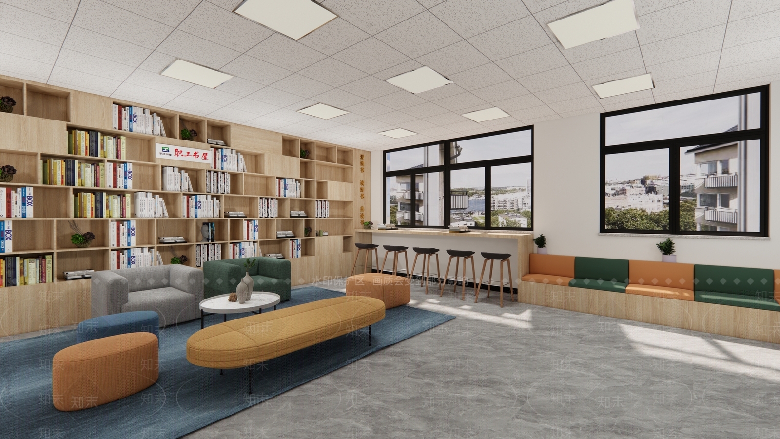 现代职工图书角SU模型下载【ID:1150138482】