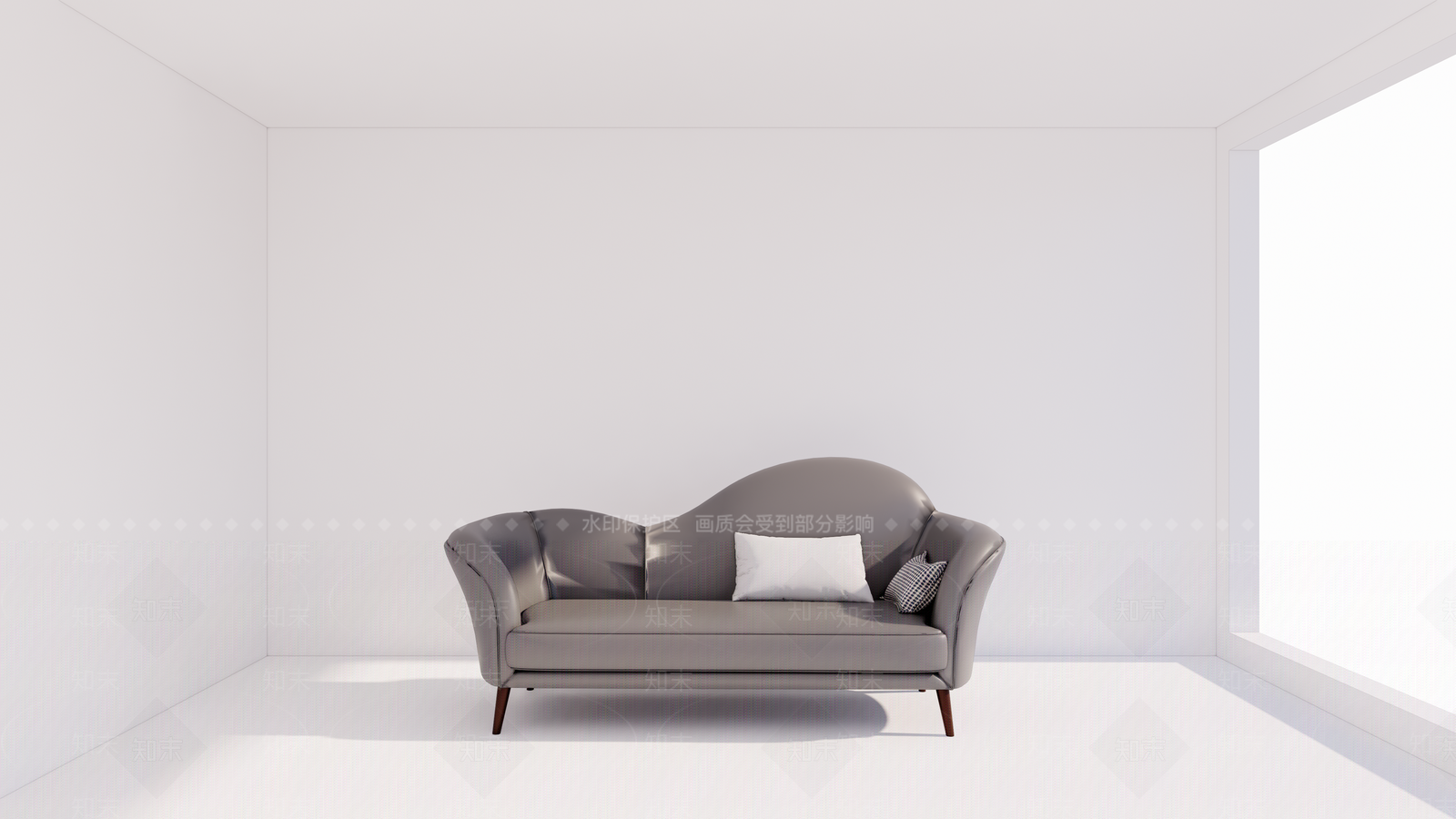 现代简约皮质双人沙发SU模型下载【ID:1150138665】