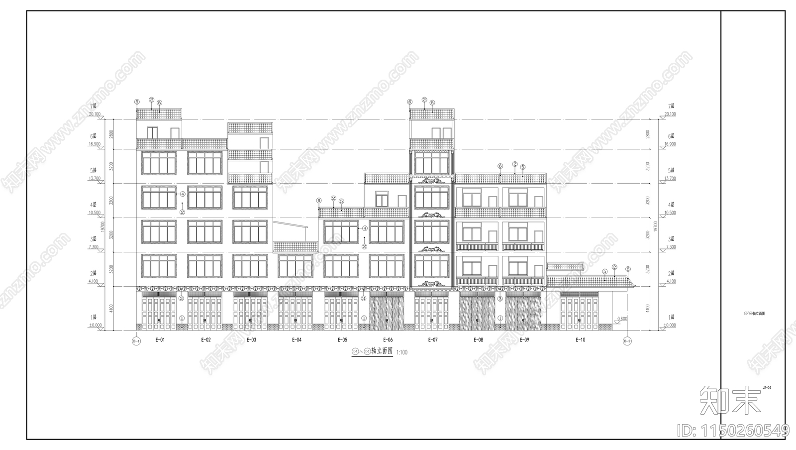 建筑外立面风貌改造cad施工图下载【ID:1150260549】