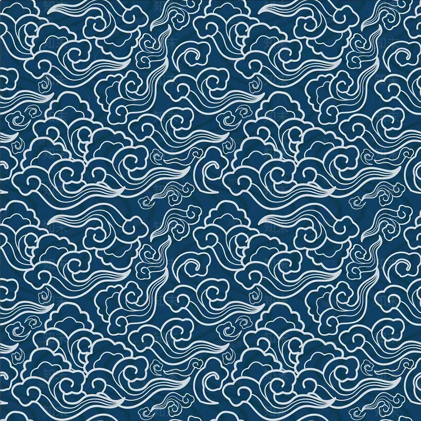 无缝蓝色中式祥云壁纸贴图下载【ID:1150140498】